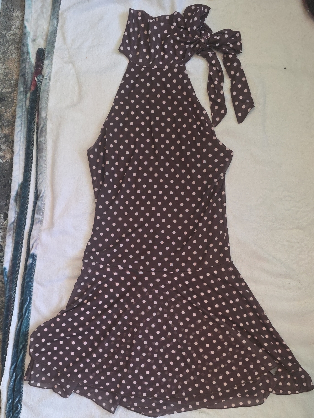 Target Brown Polka Dot Halter Tie-Neck Dress